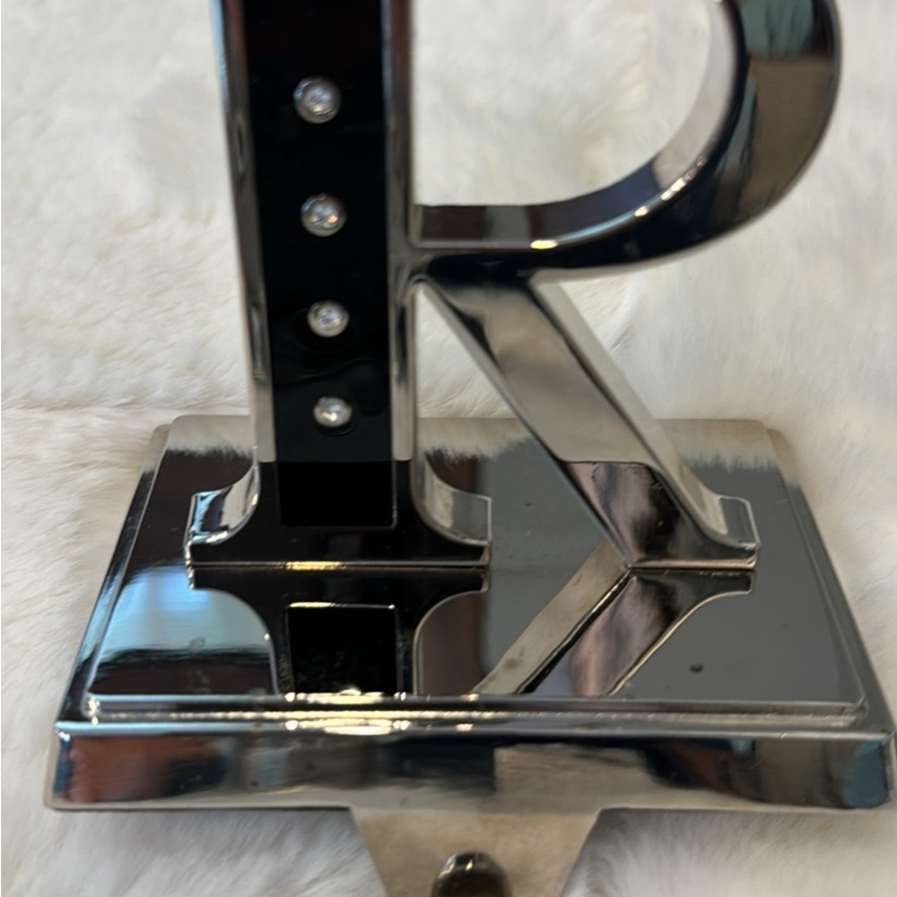 Silver and Black Letter R Stocking Holder